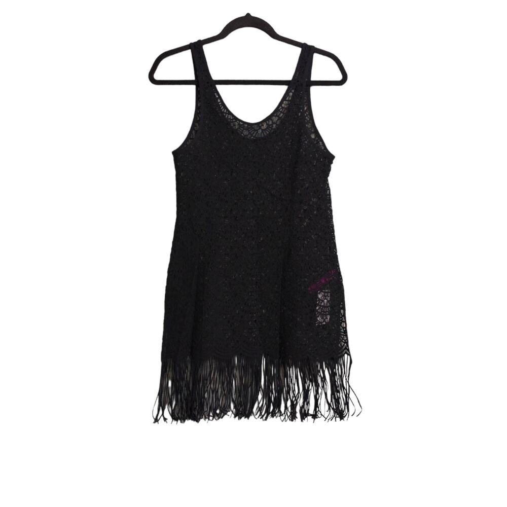 L'Agent by Agent Provocateur Karrie Cover Up Swim One Size Black Fringe Boho New